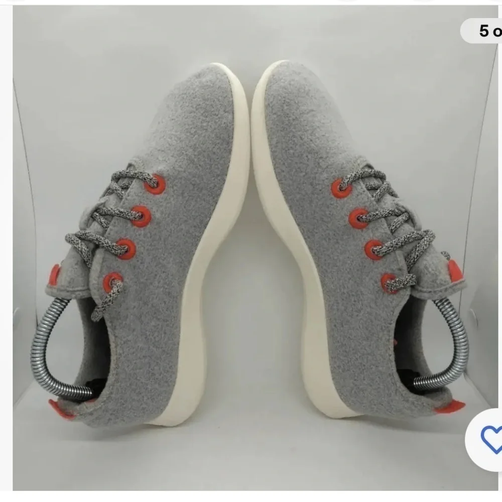 Allbirds Merino Wool Runners Casual Sneakers Shoes Grey Orange Size 10 - Picture 5 of 10